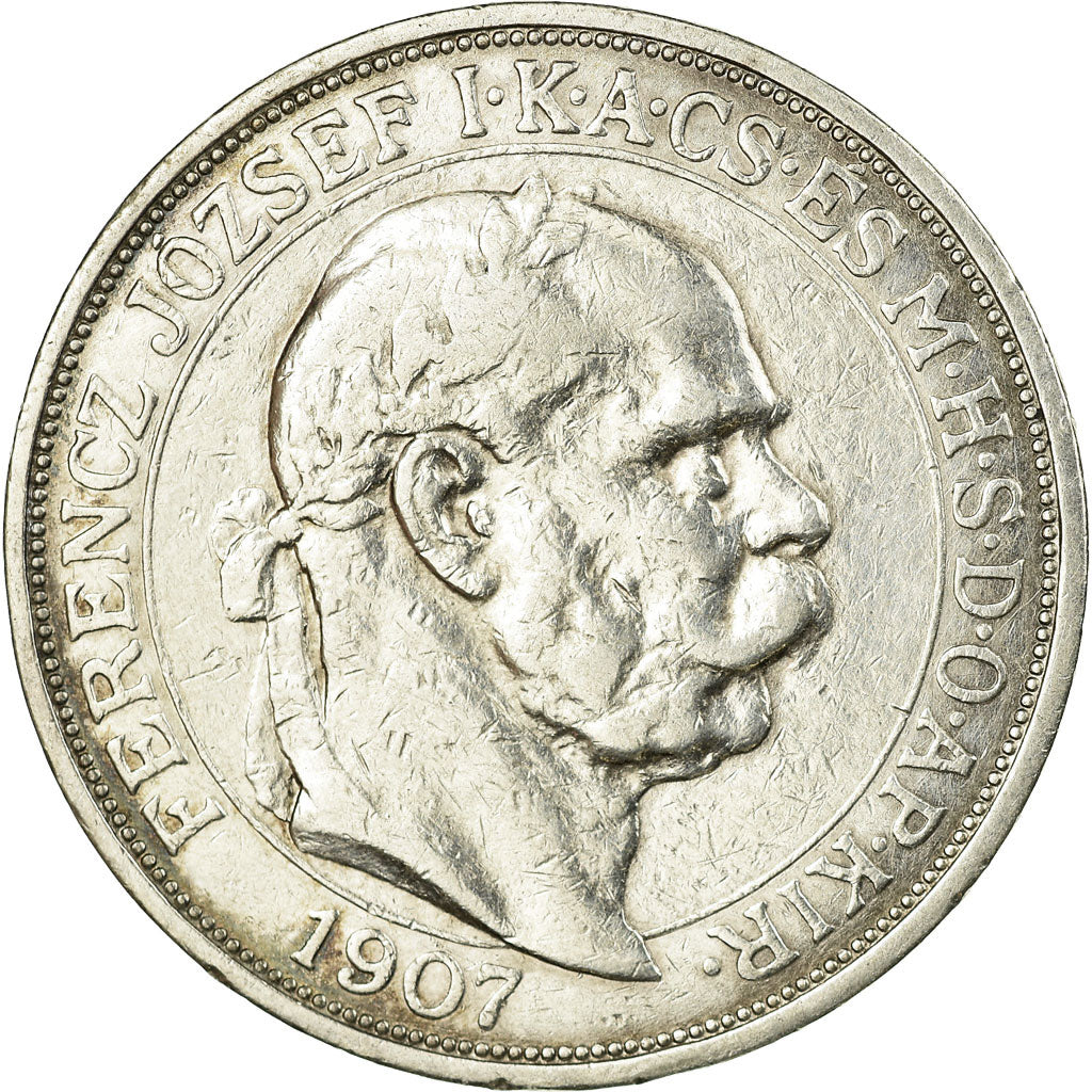 Monnaie, Hongrie, Franz Joseph I, 5 Korona, 1907, Kremnitz, TB+, Argent, KM:489