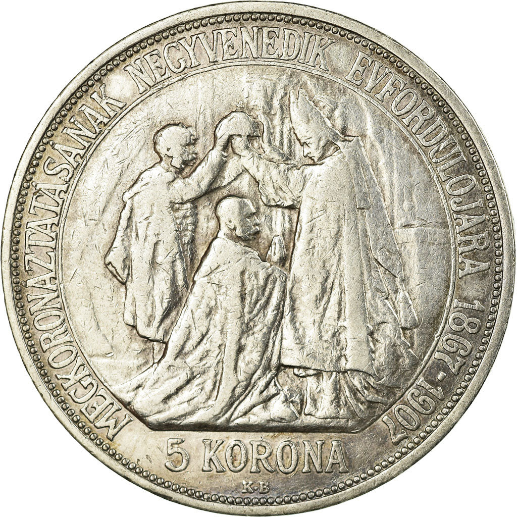 Monnaie, Hongrie, Franz Joseph I, 5 Korona, 1907, Kremnitz, TB+, Argent, KM:489