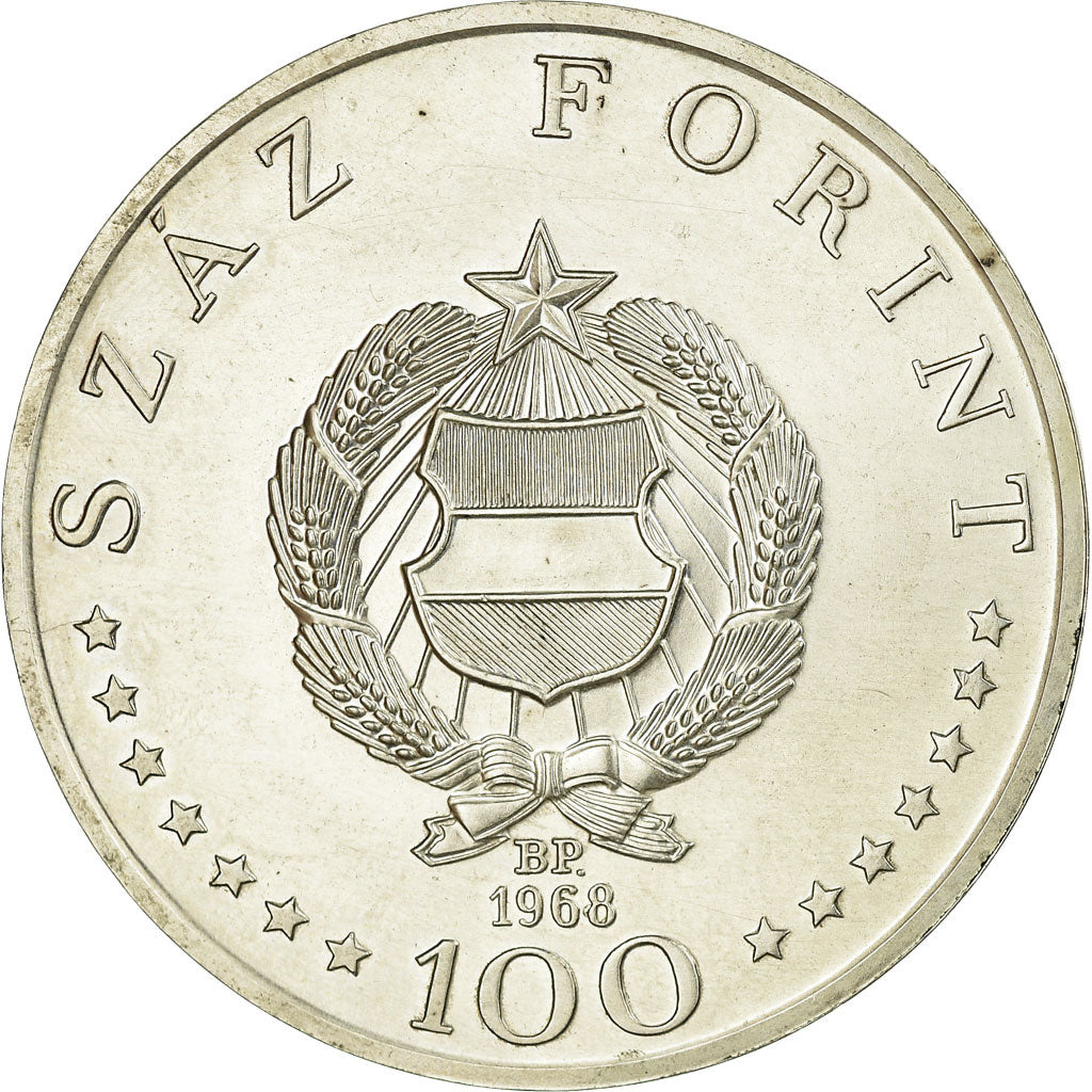 Coin, Hungary, 100 Forint, Szaz, 1968, MS(60-62), Silver, KM:584