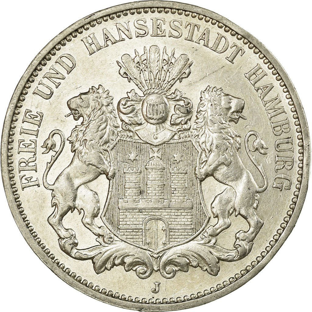 Coin, German States, HAMBURG, 3 Mark, 1911, Hamburg, AU(50-53), Silver, KM:620