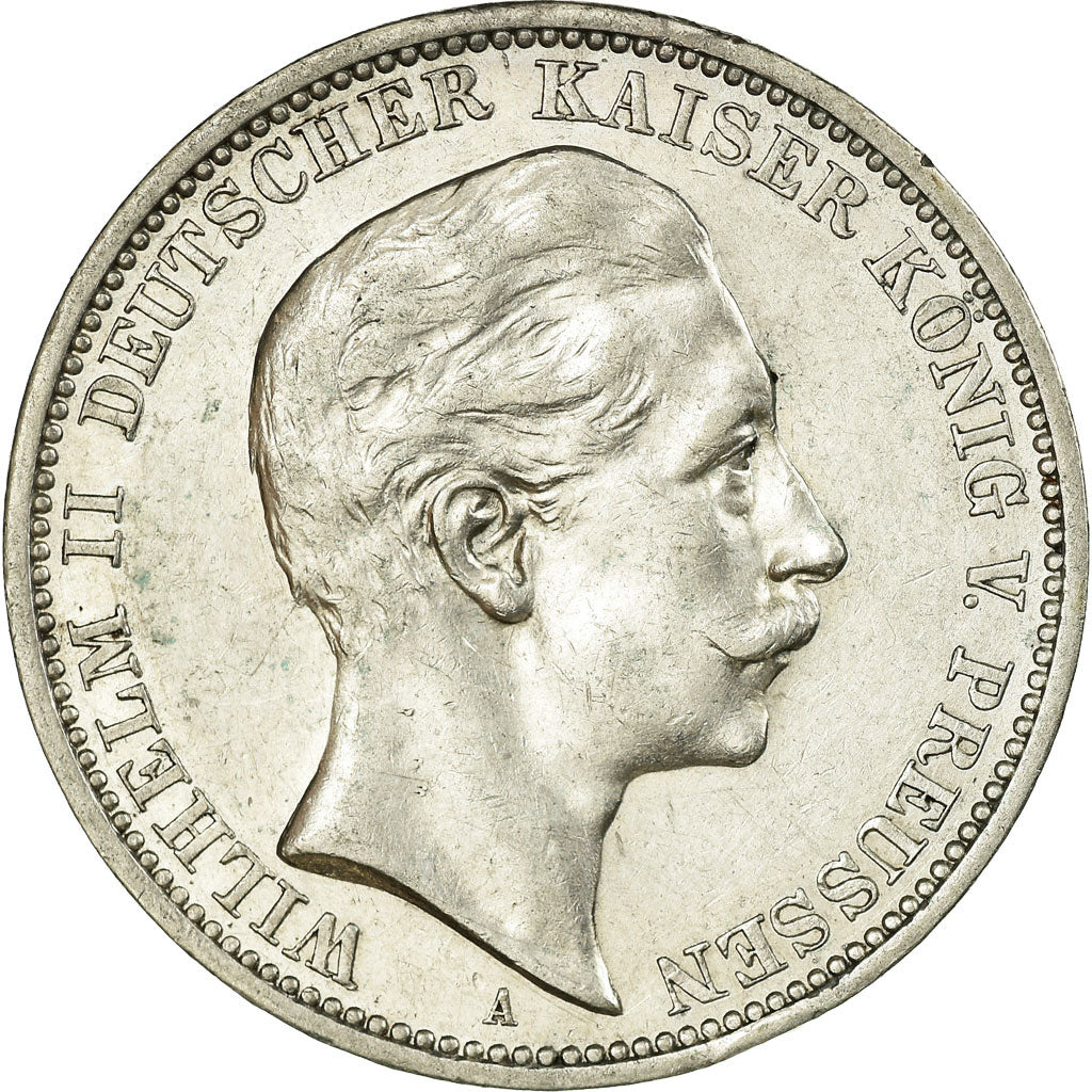 Moneta, Stati tedeschi, PRUSSIA, Wilhelm II, 3 Mark, 1909, Berlin, BB+, Argento