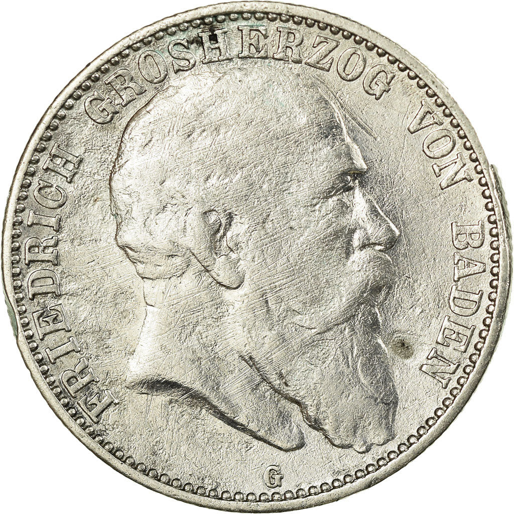 Coin, German States, BADEN, Friedrich I, 2 Mark, 1904, Stuttgart, VF(30-35)