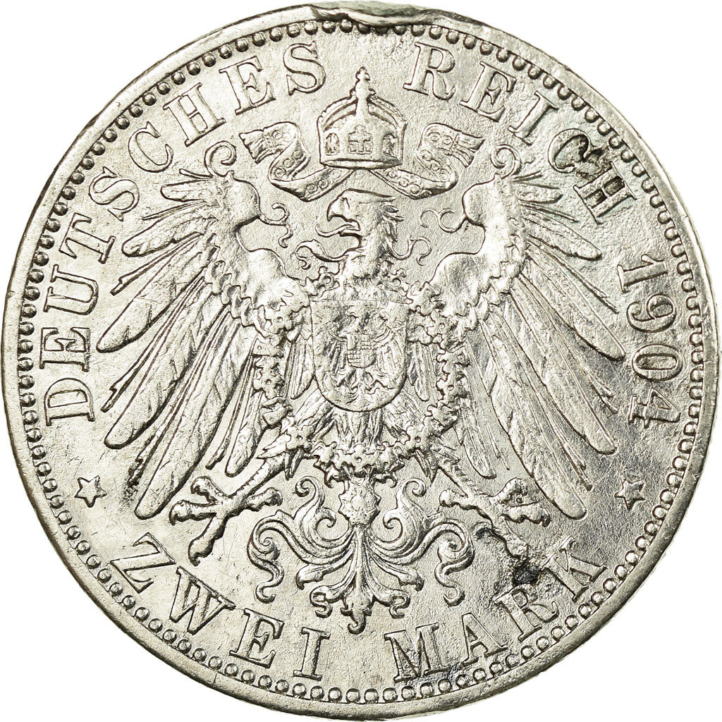 Coin, German States, BADEN, Friedrich I, 2 Mark, 1904, Stuttgart, VF(30-35)