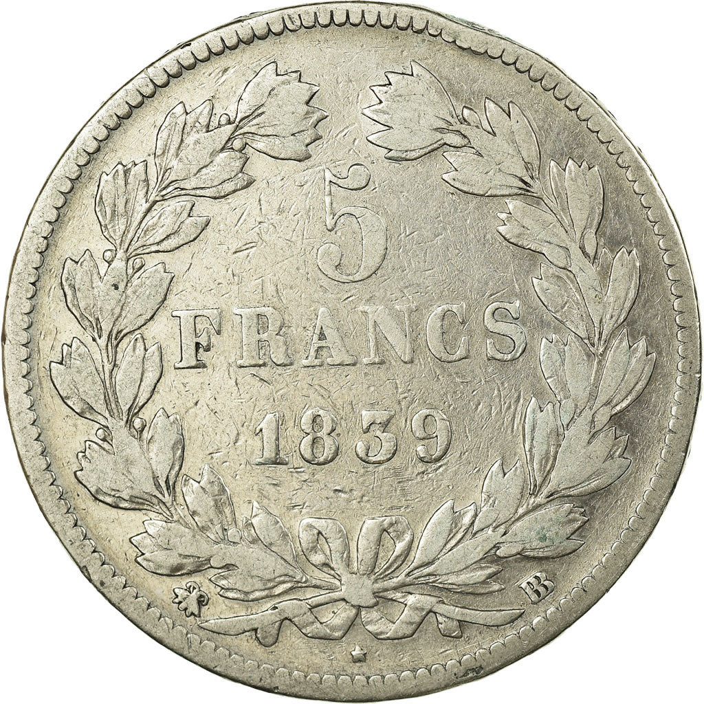 Monnaie, France, Louis-Philippe, 5 Francs, 1839, Strasbourg, TB+, Argent