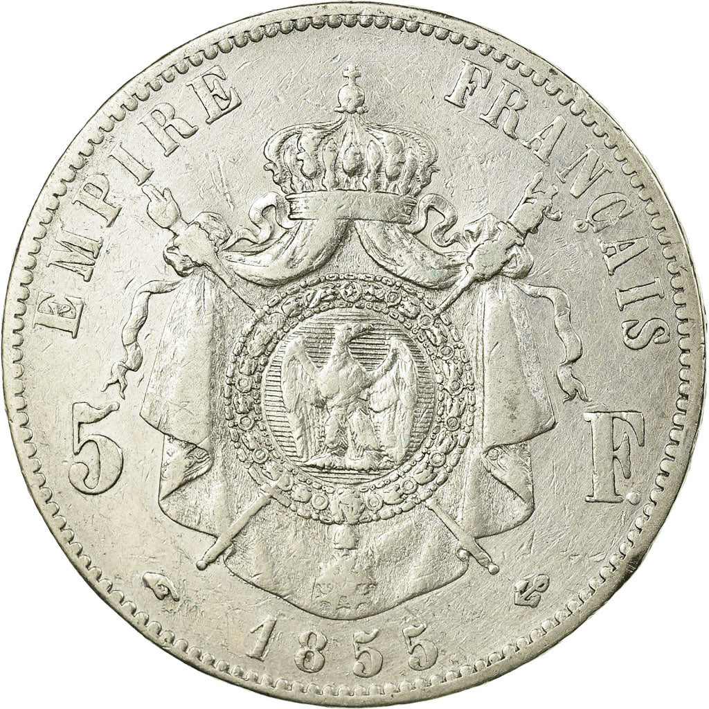 Moneta, Francia, Napoleon III, Napoléon III, 5 Francs, 1855, Paris, MB