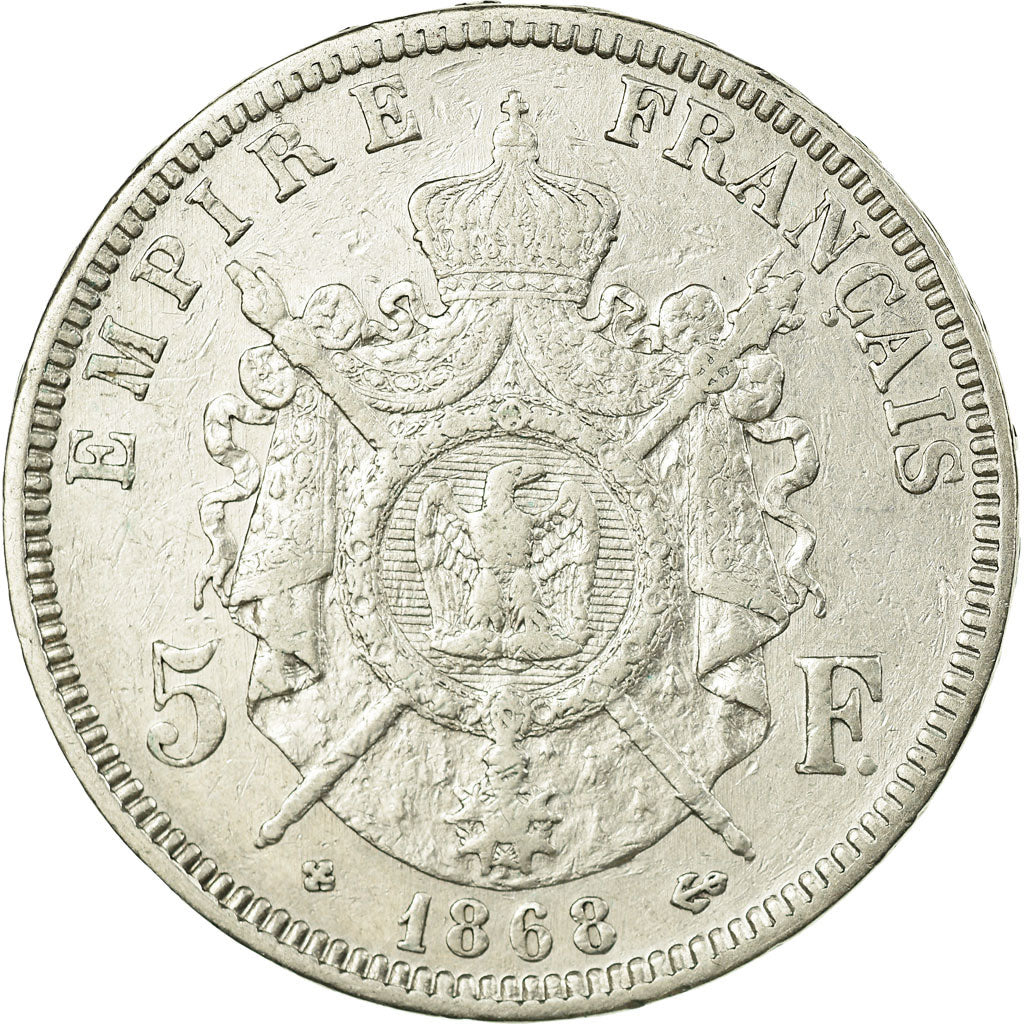 Coin, France, Napoléon III, 5 Francs, 1868, Strasbourg, EF(40-45), Silver
