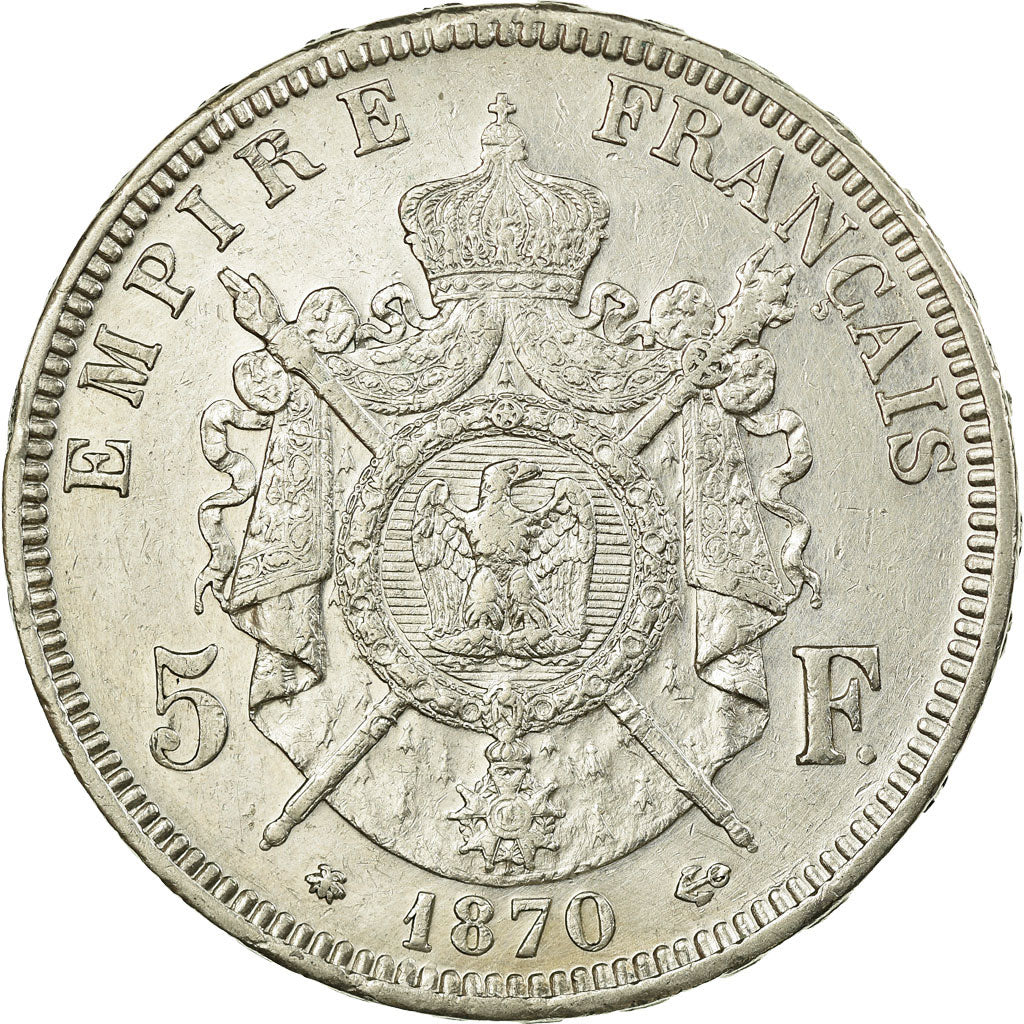 Monnaie, France, Napoléon III, 5 Francs, 1870, Strasbourg, TTB, Argent