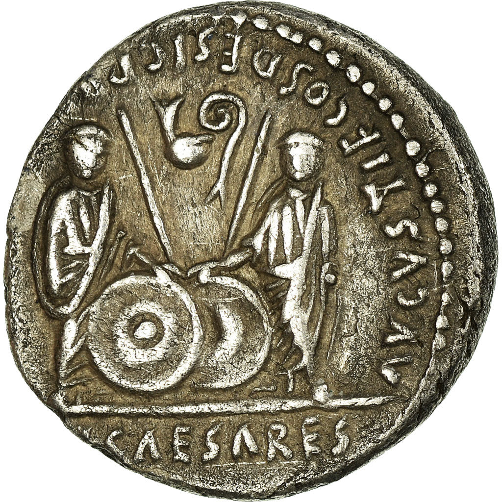 Coin, Augustus, Denarius, Lyon - Lugdunum, AU(50-53), Silver, RIC:210