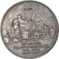 Switzerland, Medal, 125 Jahre Schweizer Eisenbahnen, Güterzug-Dampflokomotive