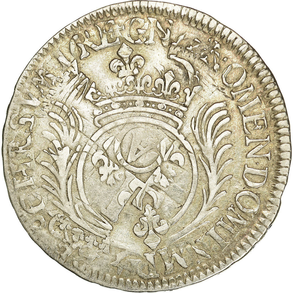 Monnaie, France, Louis XIV, 1/2 Ecu aux palmes, TB+, Argent, Gadoury:185