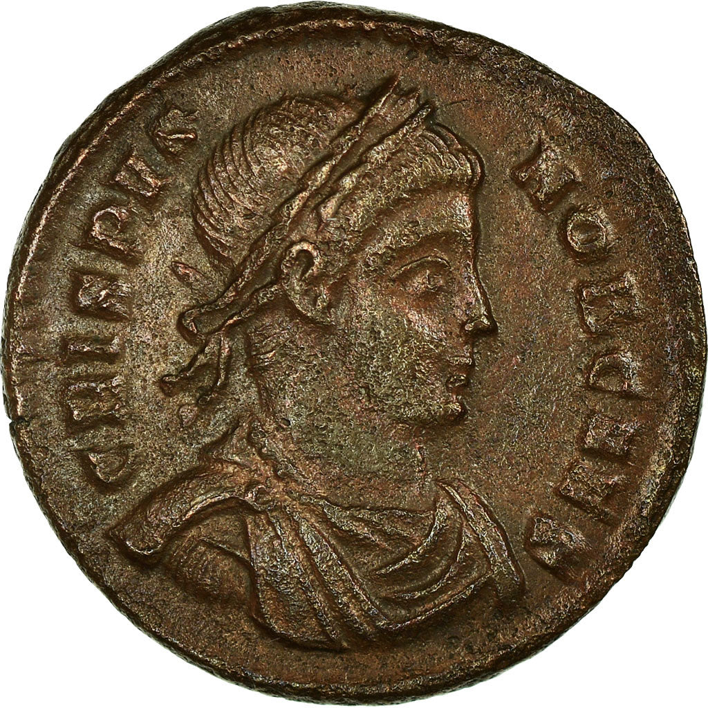 Moneta, Crispus, Nummus, Ticinum, Rzadkie, AU(55-58), Miedź, RIC:158