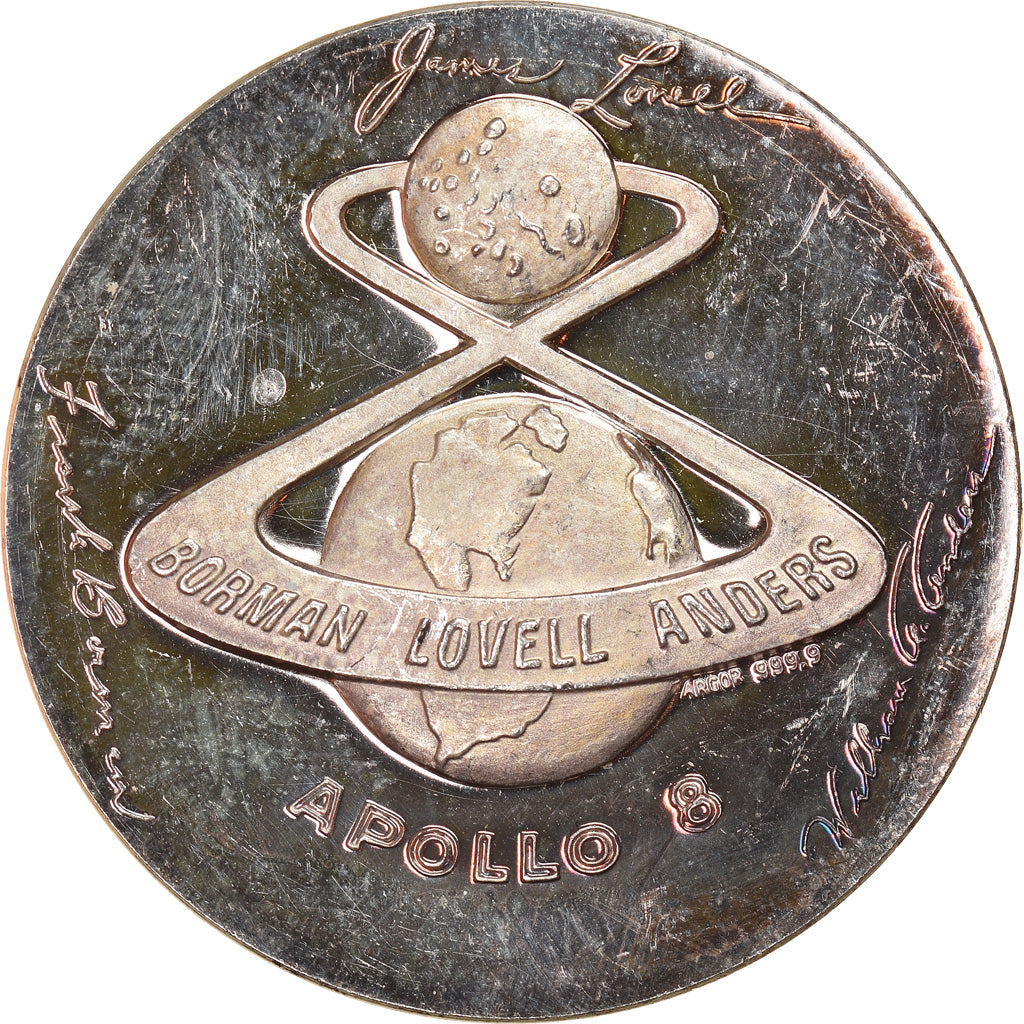 Szwajcaria, Medal, Apollo 8, Borman, Lovell, Anders, Nauka i technologia, 1968