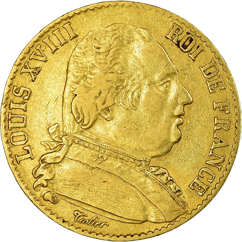 Moneta, Francia, Louis XVIII, Louis XVIII, 20 Francs, 1815, Paris, MB, Oro