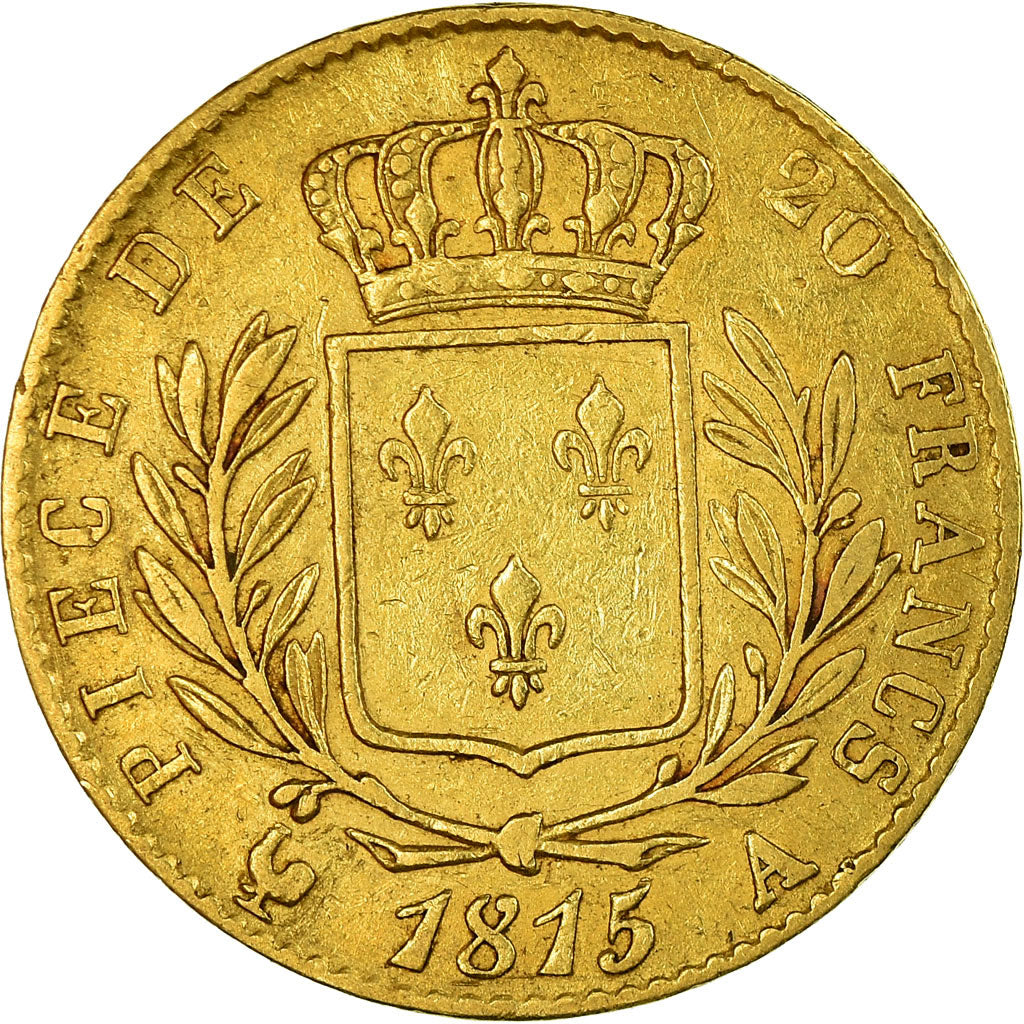 Moneta, Francia, Louis XVIII, Louis XVIII, 20 Francs, 1815, Paris, MB, Oro