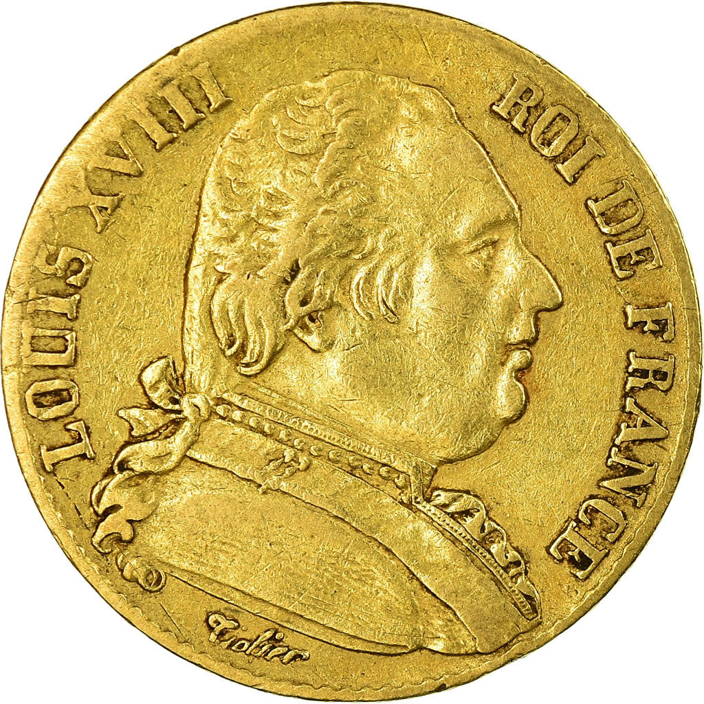 Moeda, França, Louis XVIII, Louis XVIII, 20 Francs, 1815, Paris, VF(30-35)