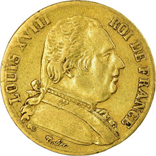 Moeda, França, Louis XVIII, Louis XVIII, 20 Francs, 1815, Paris, VF(30-35)