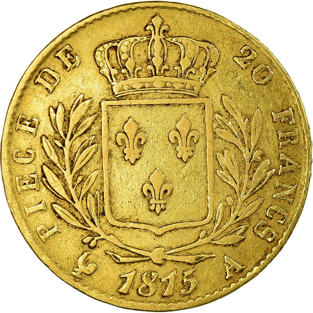 Moeda, França, Louis XVIII, Louis XVIII, 20 Francs, 1815, Paris, VF(30-35)