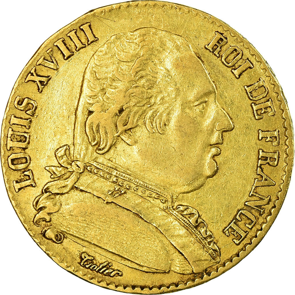 Coin, France, Louis XVIII, Louis XVIII, 20 Francs, 1815, Lille, EF(40-45), Gold