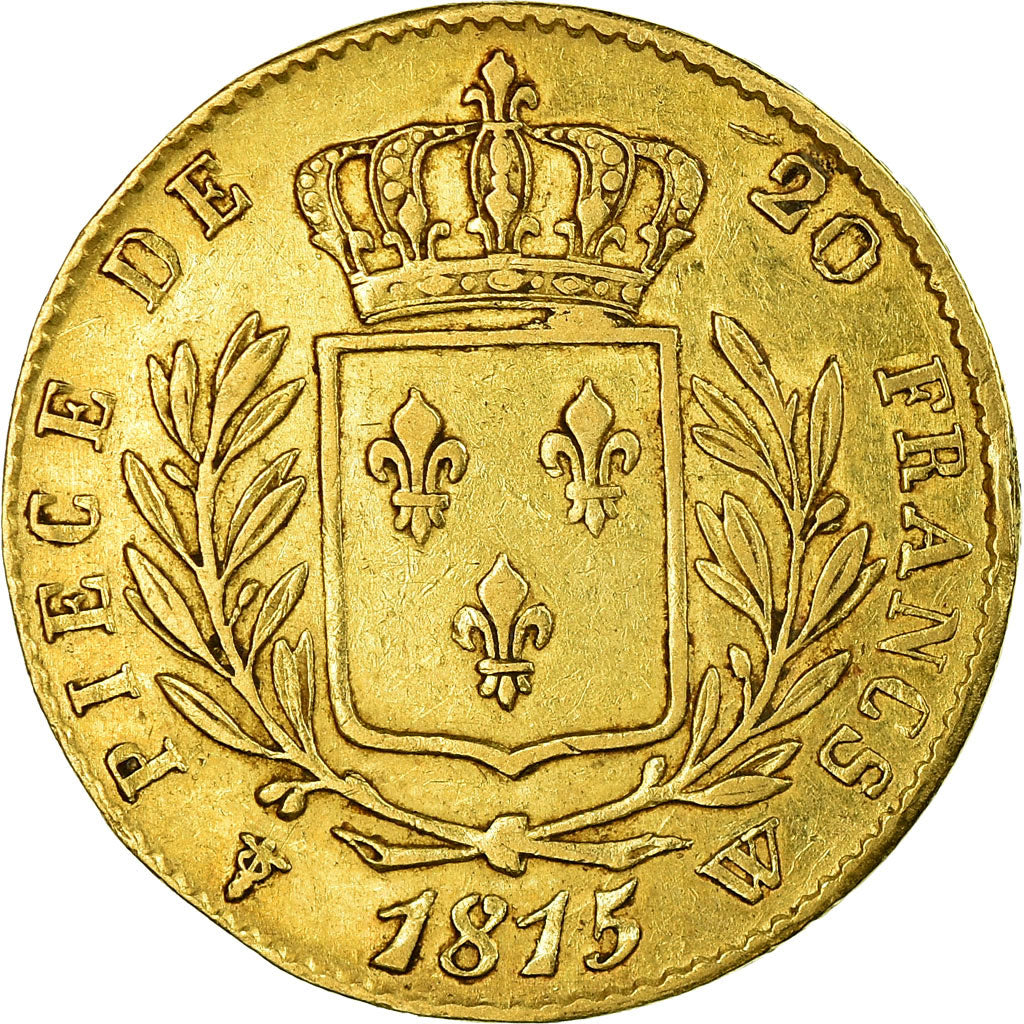Coin, France, Louis XVIII, Louis XVIII, 20 Francs, 1815, Lille, EF(40-45), Gold
