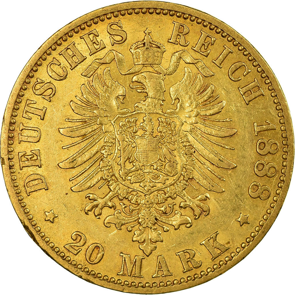 Coin, German States, PRUSSIA, Friedrich III, 20 Mark, 1888, Berlin, EF(40-45)