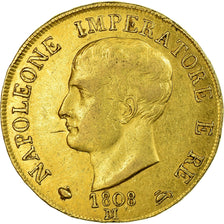 Moneta, DEPARTAMENTY WŁOSKIE, KINGDOM OF NAPOLEON, Napoleon I, 40 Lire, 1808
