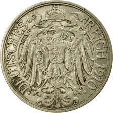 Coin, GERMANY - EMPIRE, Wilhelm II, 25 Pfennig, 1910, Berlin, VF(30-35), Nickel