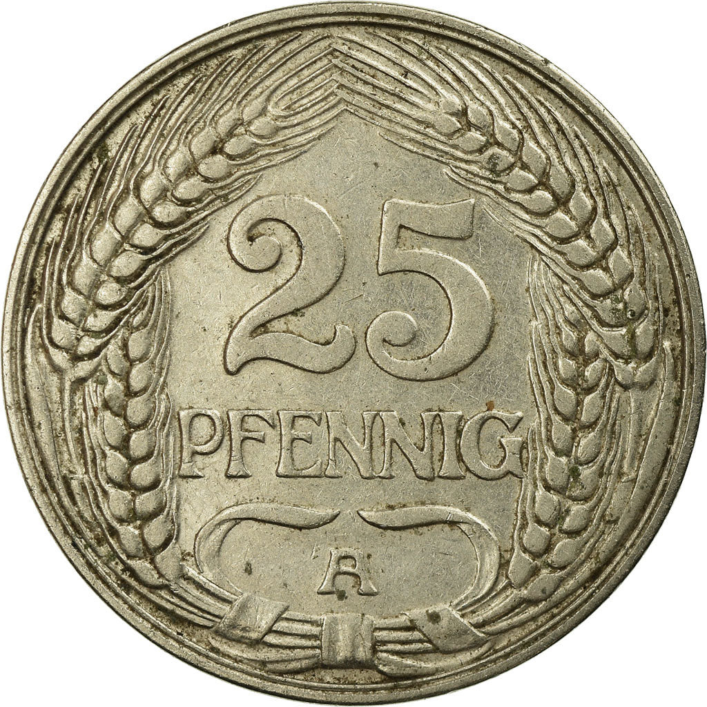 Coin, GERMANY - EMPIRE, Wilhelm II, 25 Pfennig, 1910, Berlin, VF(30-35), Nickel