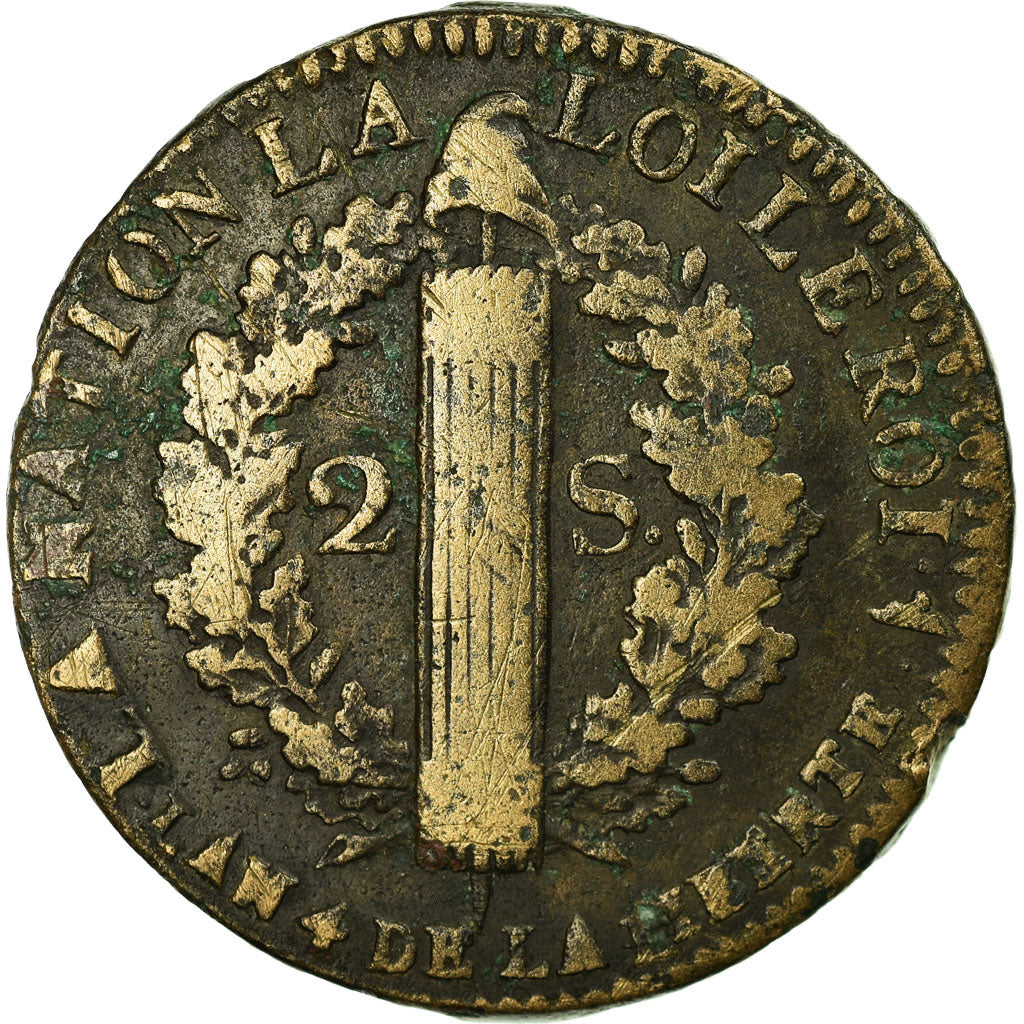 Monnaie, France, 2 sols françois, 2 Sols, 1792, Lille, TB, Bronze, Gadoury:25