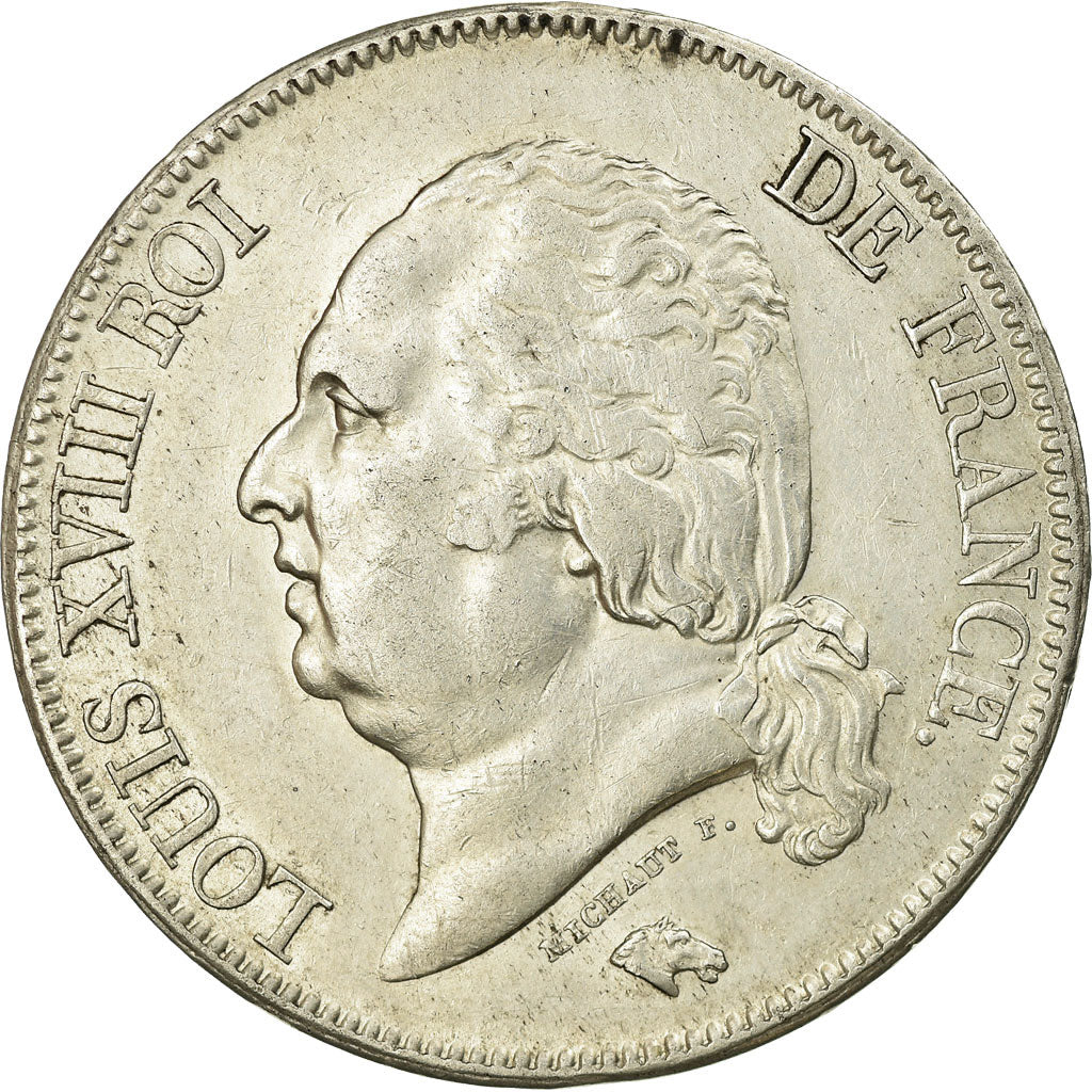 Munten, Frankrijk, Louis XVIII, 5 Francs, 1824, Lille, ZF+, Zilver, KM:711.13