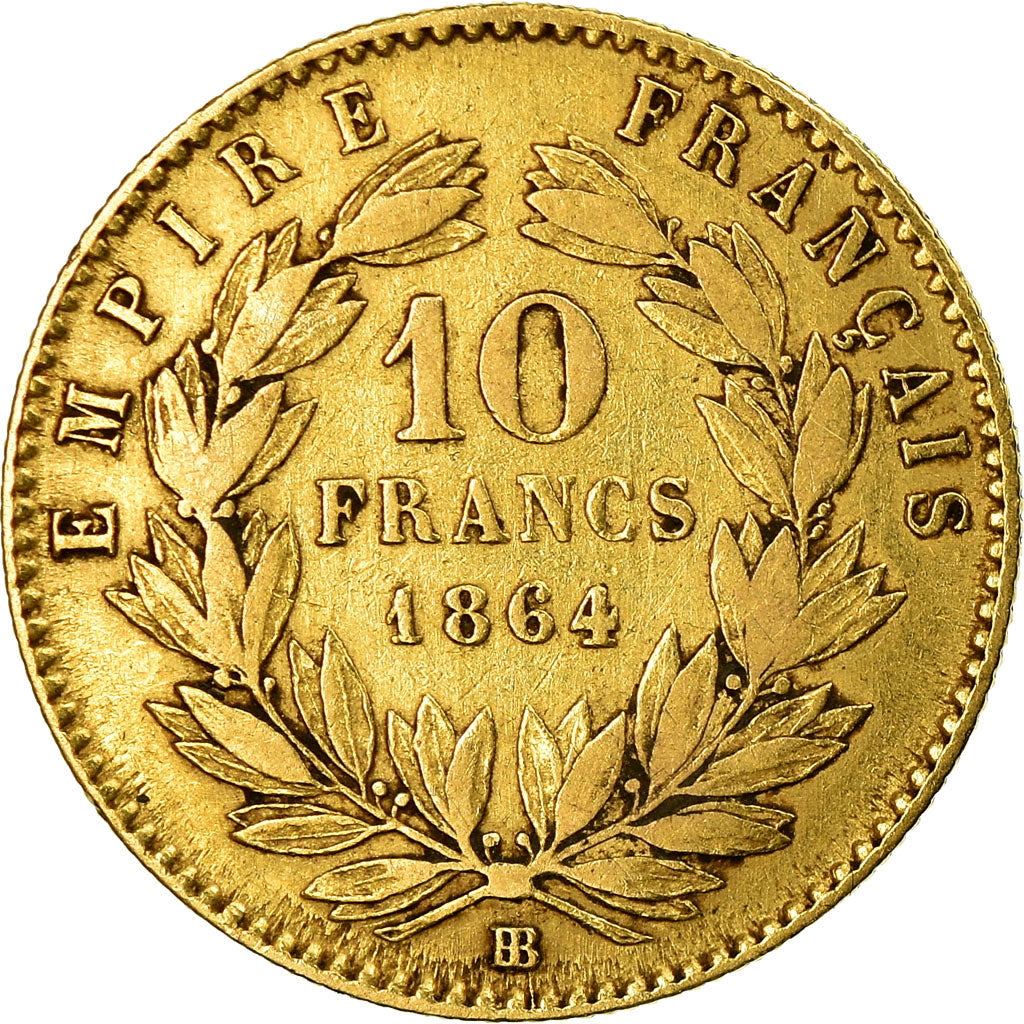 Munten, Frankrijk, Napoleon III, Napoléon III, 10 Francs, 1864, Strasbourg