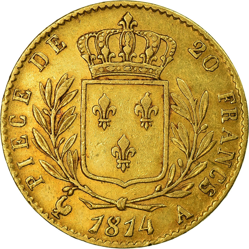 Moneta, Francja, Louis XVIII, Louis XVIII, 20 Francs, 1814, Paris, EF(40-45)