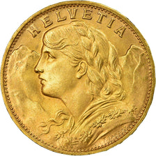 Moneda, Suiza, 20 Francs, 1949, Bern, EBC+, Oro, KM:35.2