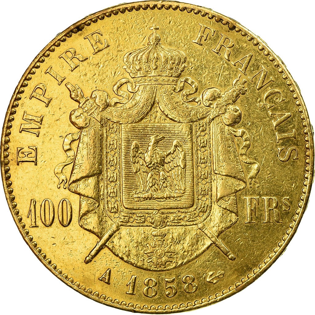 Coin, France, Napoleon III, Napoléon III, 100 Francs, 1858, Paris, VF(20-25)