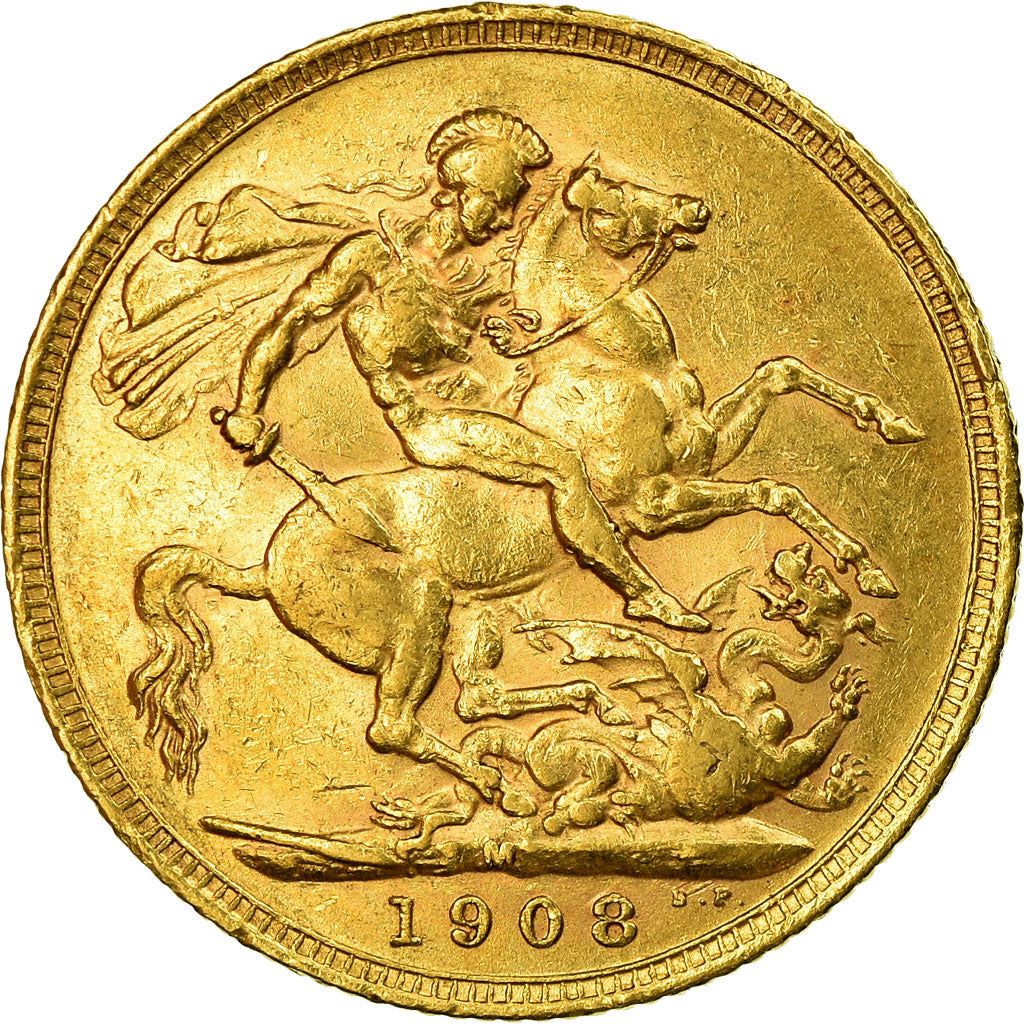 Coin, Australia, Edward VII, Sovereign, 1908, Melbourne, VF(30-35), Gold, KM:15