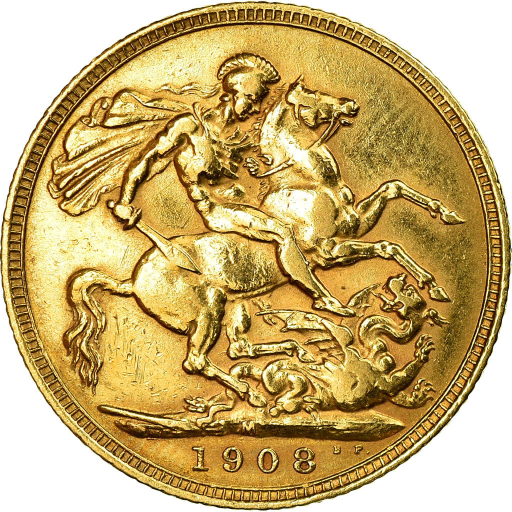 Coin, Australia, Edward VII, Sovereign, 1908, Melbourne, VF(30-35), Gold, KM:15