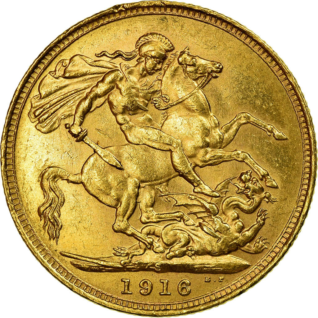 Coin, Australia, George V, Sovereign, 1916, Sydney, MS(63), Gold, KM:29