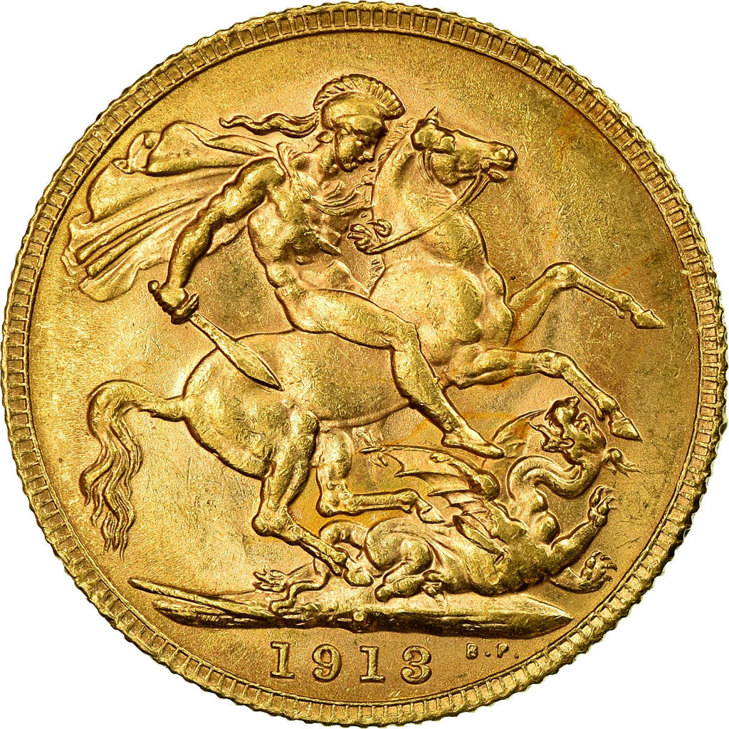 Coin, Australia, George V, Sovereign, 1913, Perth, EF(40-45), Gold, KM:29