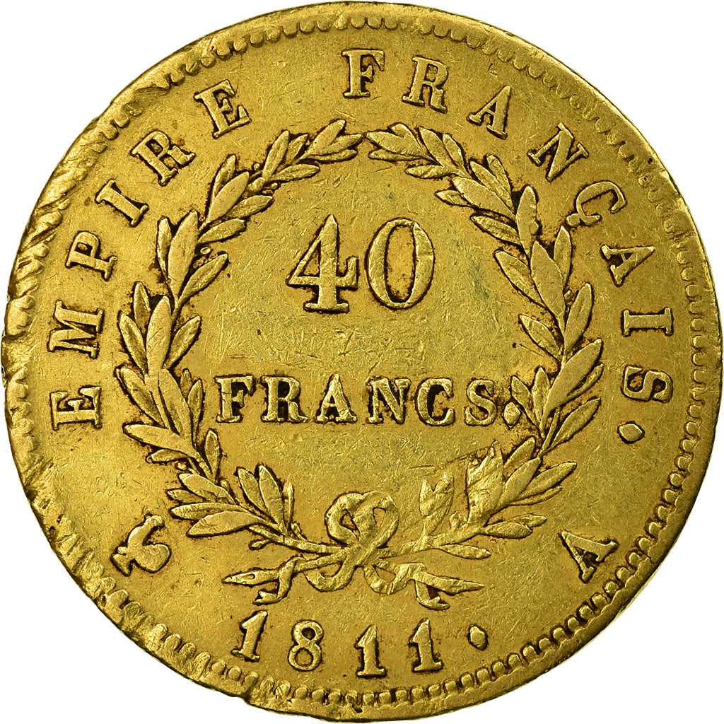 Munten, Frankrijk, Napoléon I, 40 Francs, 1811, Paris, FR, Goud, KM:696.1