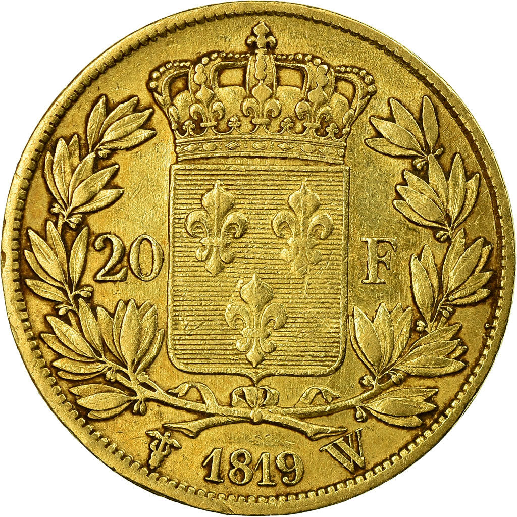 Coin, France, Louis XVIII, Louis XVIII, 20 Francs, 1819, Lille, VF(20-25), Gold