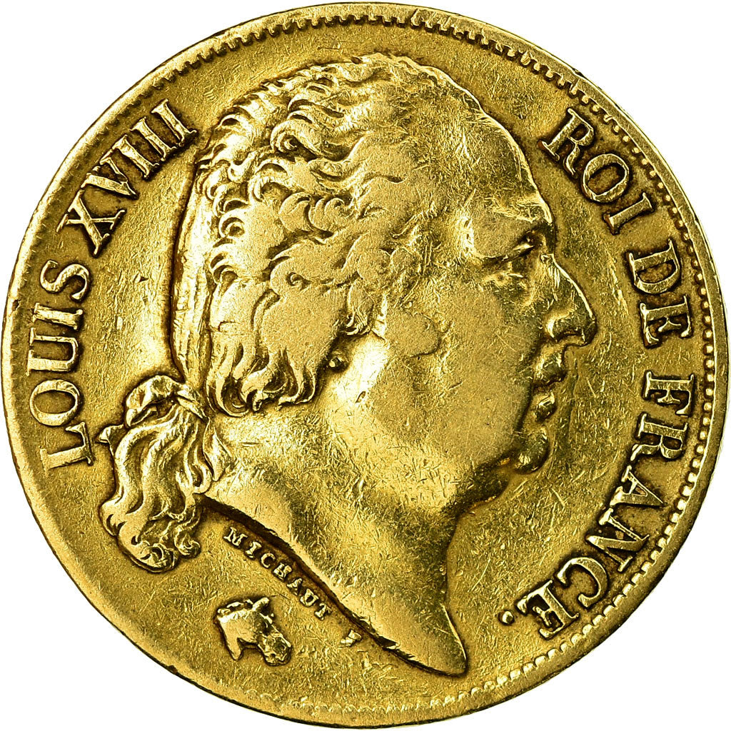 Coin, France, Louis XVIII, Louis XVIII, 20 Francs, 1818, Lille, VF(20-25), Gold
