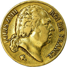 Coin, France, Louis XVIII, Louis XVIII, 20 Francs, 1818, Lille, VF(20-25), Gold