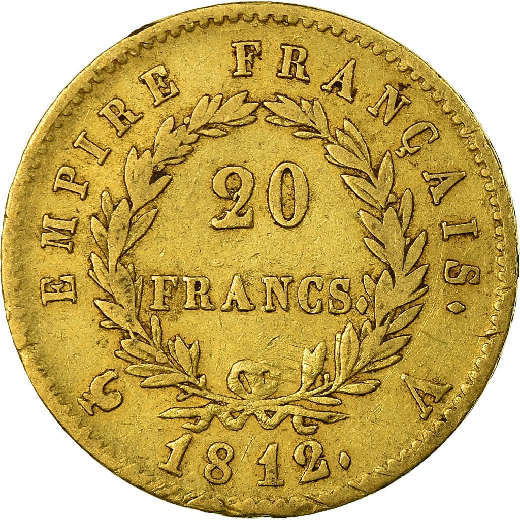 Coin, France, Napoléon I, 20 Francs, 1812, Paris, VF(30-35), Gold, KM:695.1