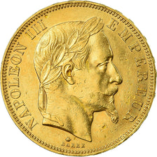 Moneta, Francia, Napoleon III, Napoléon III, 50 Francs, 1862, Paris, BB+, Oro