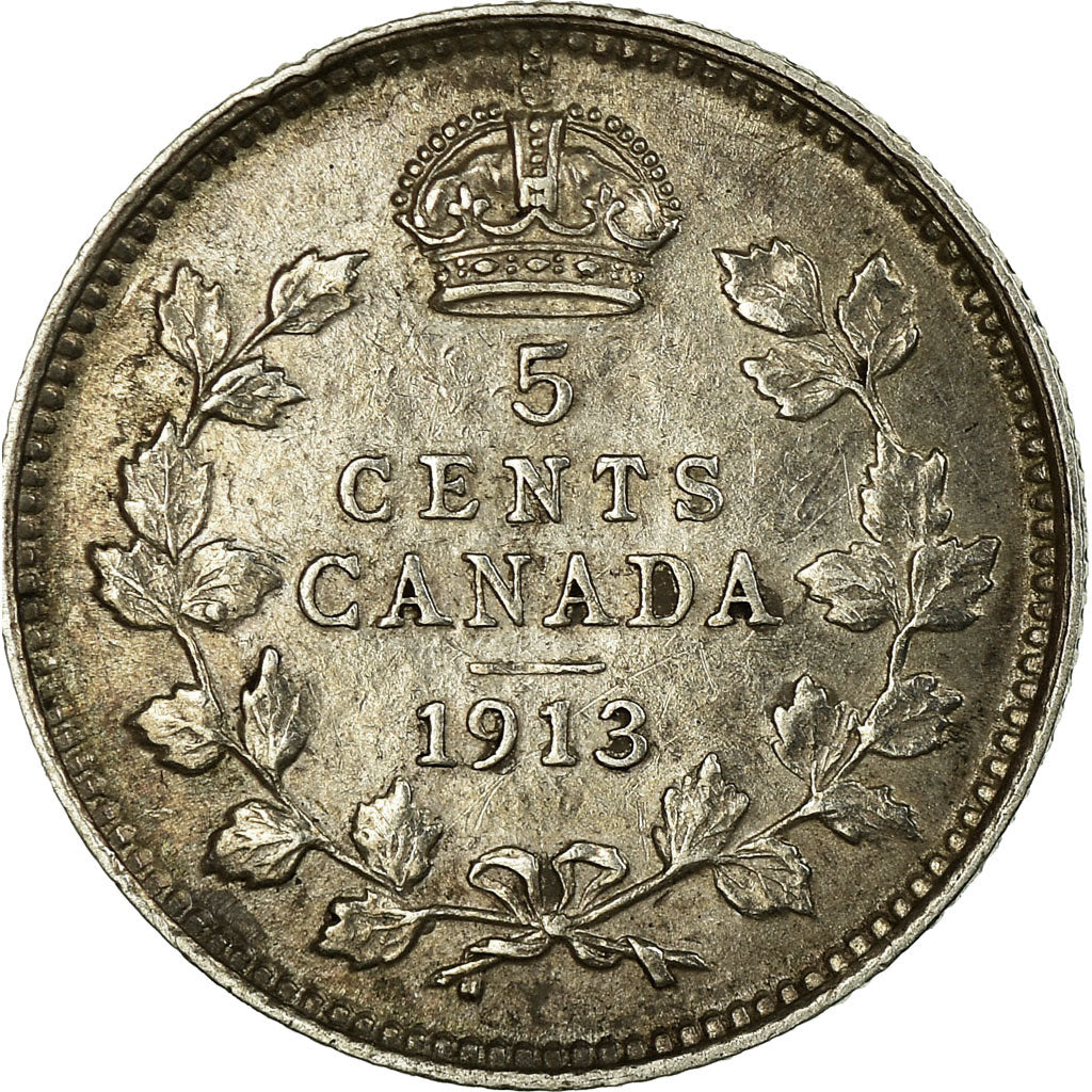 Coin, Canada, George V, 5 Cents, 1913, Royal Canadian Mint, Ottawa, AU(55-58)