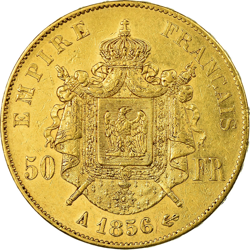 Moneta, Francja, Napoleon III, Napoléon III, 50 Francs, 1856, Paris, AU(50-53)