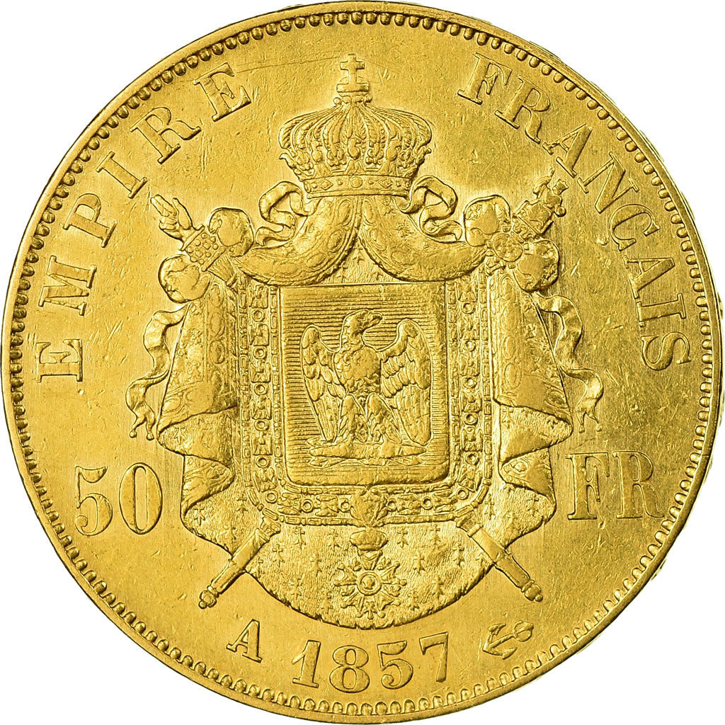Coin, France, Napoleon III, Napoléon III, 50 Francs, 1857, Paris, AU(50-53)