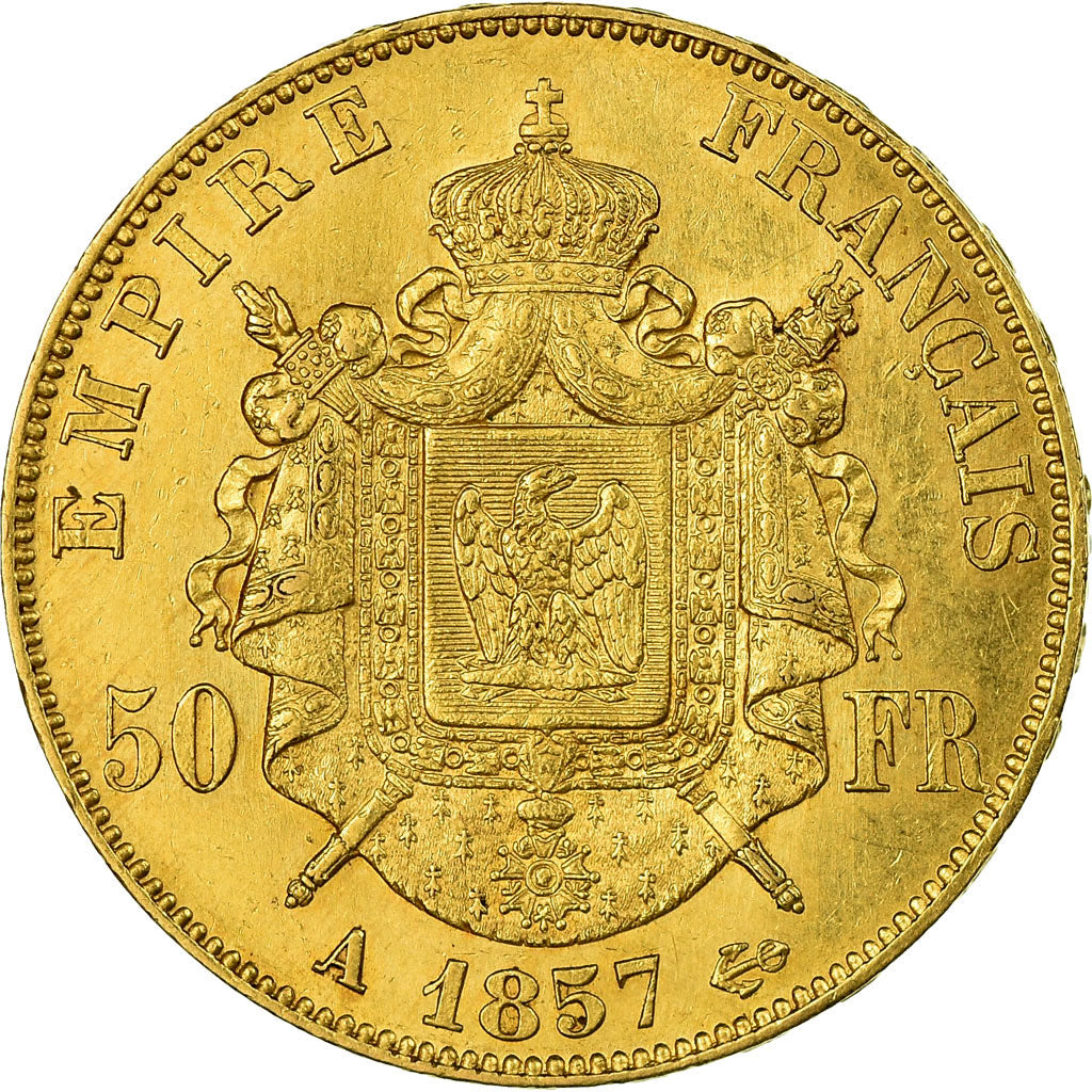 Moneta, Francia, Napoleon III, Napoléon III, 50 Francs, 1857, Paris, SPL-, Oro