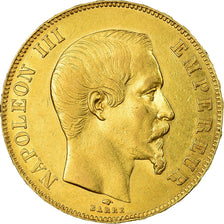 Moneda, Francia, Napoleon III, Napoléon III, 50 Francs, 1858, Paris, MBC+, Oro