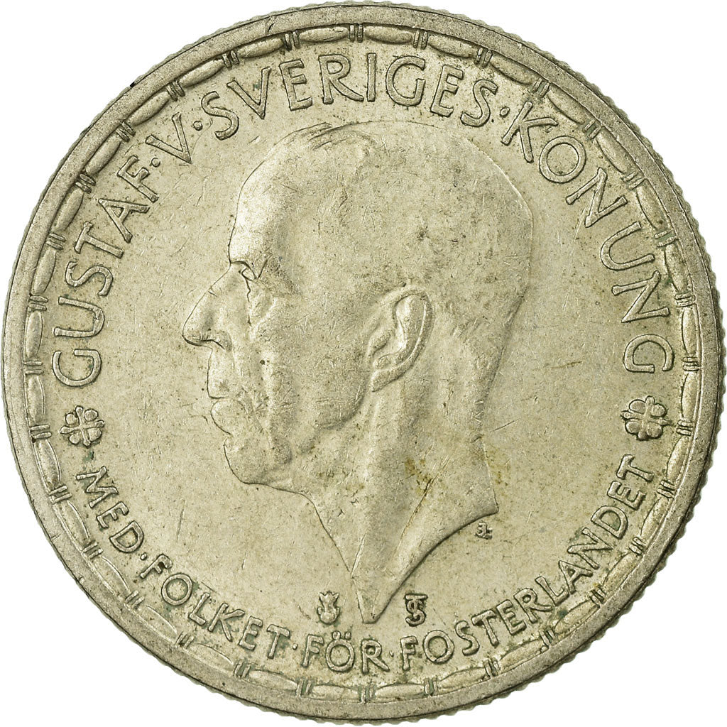 Coin, Sweden, Gustaf V, 2 Kronor, 1950, AU(50-53), Silver, KM:815