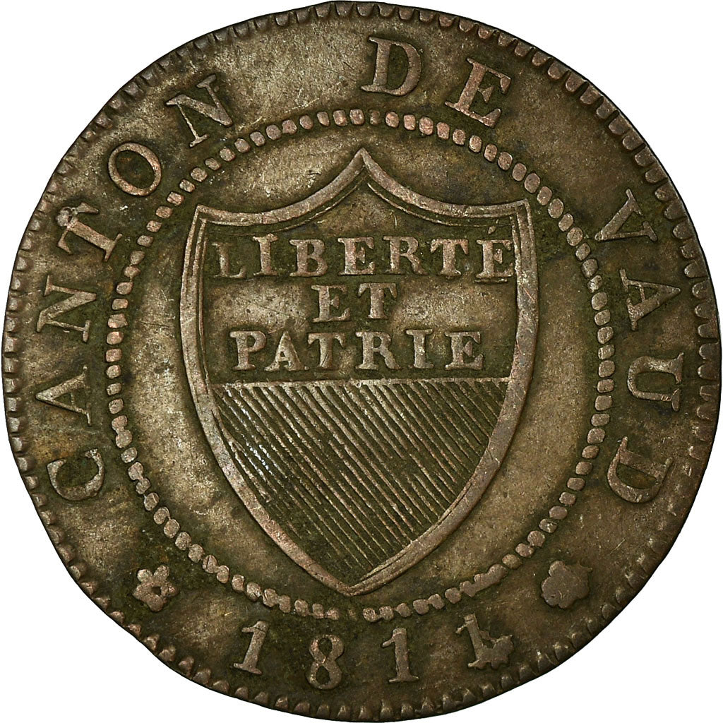 Coin, SWISS CANTONS, VAUD, 1/2 Batzen-5 Rappen, 1811, EF(40-45), Billon, KM:6